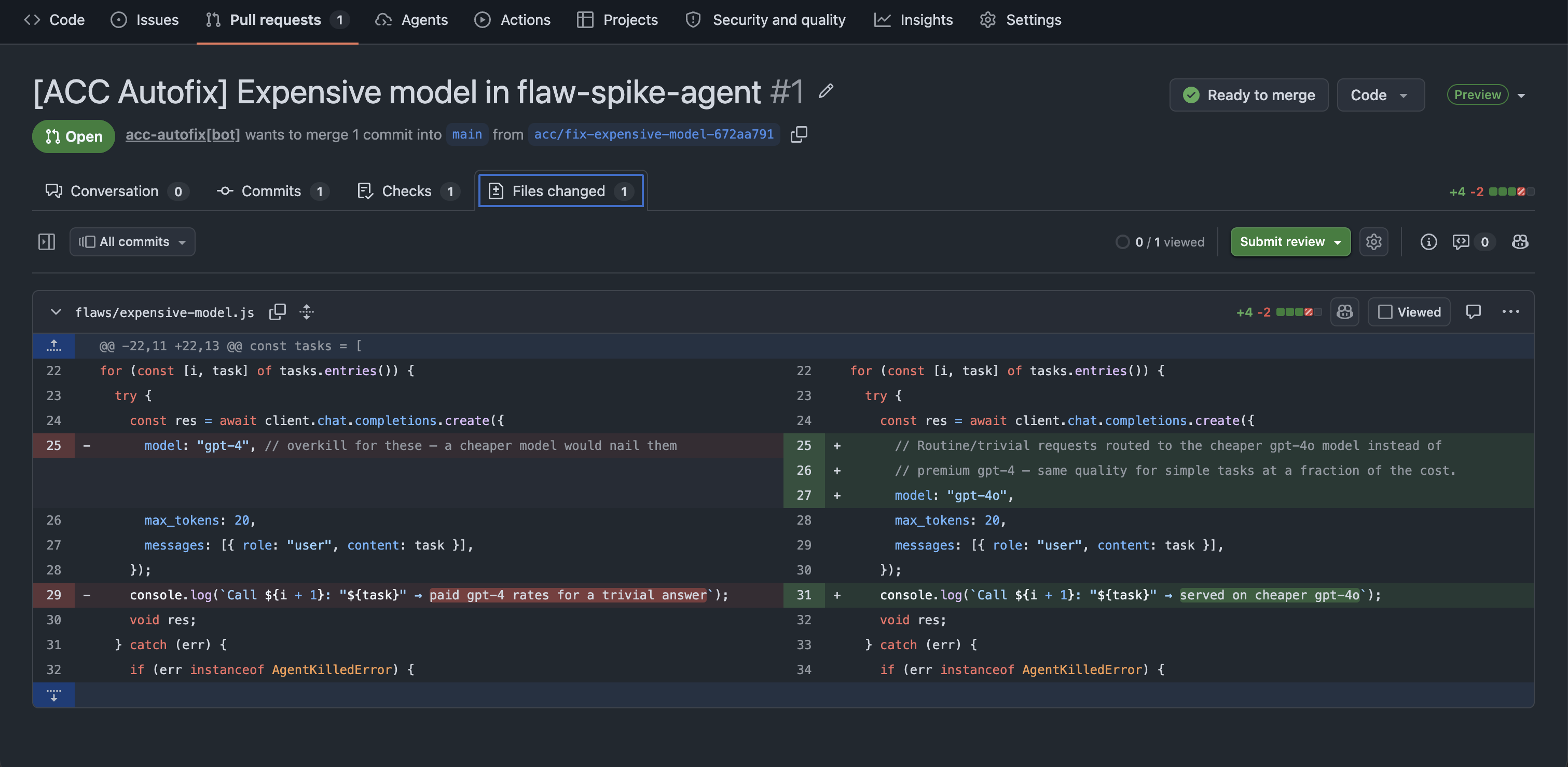 GitHub Autofix opens the pull request